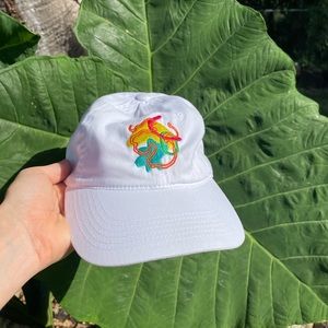 White “Dad-Style” Baseball Cap - colorful abstract shapes embroidered on front